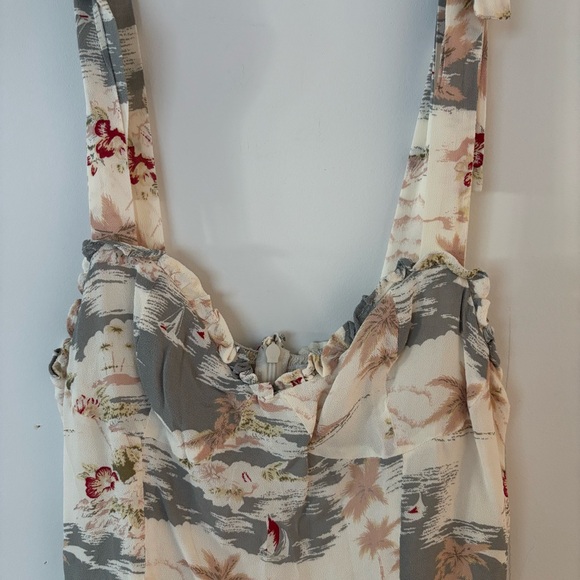 reformation cream & colourful hawaiian beach themed tie strap flowy mini dress🏝️ - Picture 3 of 8